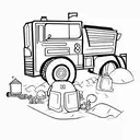use one continuous line to Create garbage truck  tattoo design idea