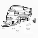 use one continuous line to Create garbage truck  tattoo design idea