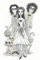 mix of the band “The Cure” with the Tim Burton’s movie “The Corpse Bride” tattoo design idea
