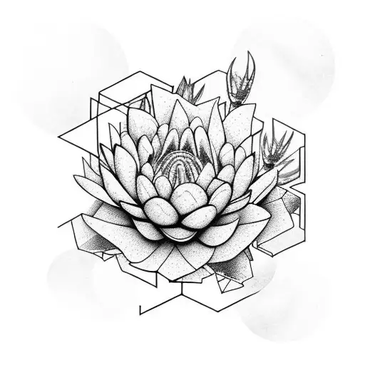 half protea half rose tattoo design idea
