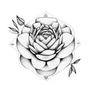 half protea half rose tattoo design idea