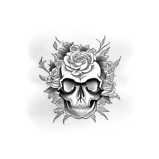 Skull and Roses tattoo design idea
