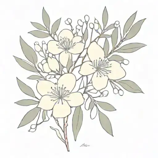 eucalyptus flower and Leptospermum tattoo design idea
