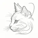 fine line fluffy cat profile outline tattoo tattoo design idea