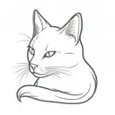 fine line fluffy cat profile outline tattoo tattoo design idea