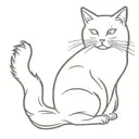 fine line fluffy cat profile outline tattoo tattoo design idea