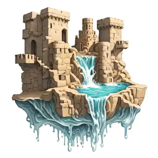 sandcastle being washed away tattoo design idea