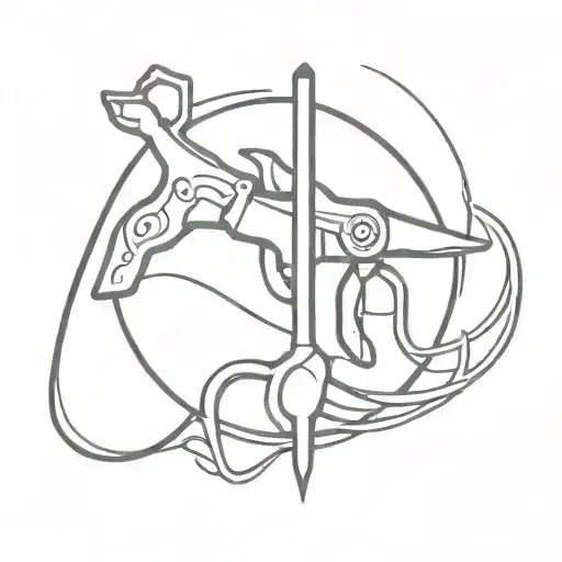 Abstract painting of a service tool intertwined with a graceful animal silhouette tattoo design idea