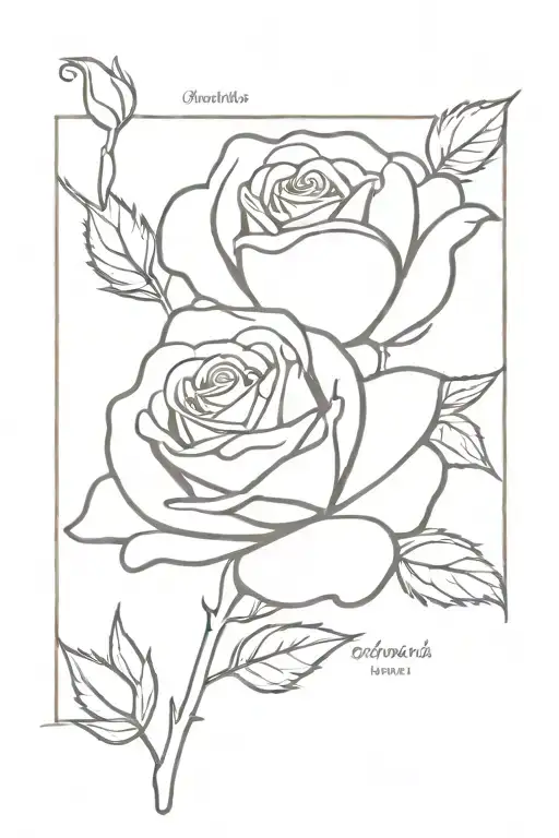 Rose with the names of your children tattoo design idea