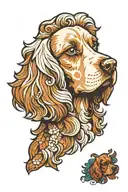 A white and hazel cocker spaniel dog tattoo design idea