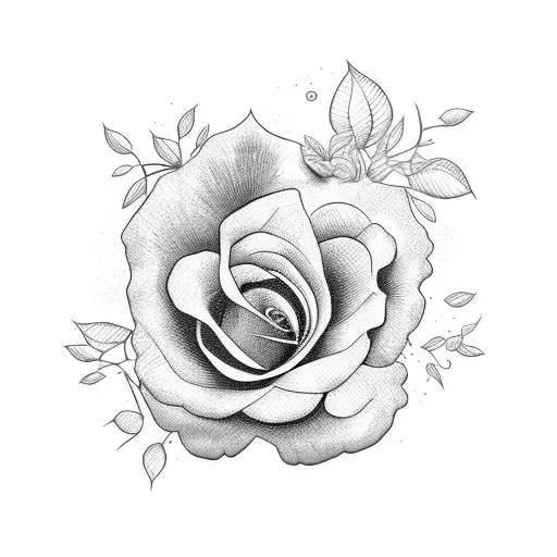 paisaje con rosa tattoo design idea