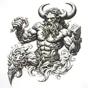 poseidon minotaur tattoo design idea