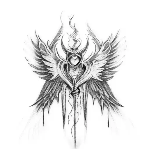 I'm looking to get a back tattoo that is fallen angel wings tattoo design idea