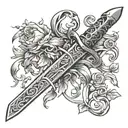 sword with vines wrapped tattoo design idea