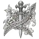 sword with vines wrapped tattoo design idea
