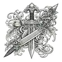 sword with vines wrapped tattoo design idea