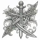sword with vines wrapped tattoo design idea