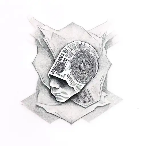 Create a tattoo of a dollar bill morphing into a glock gun tattoo design idea