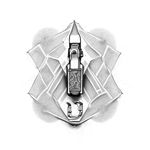 Create a tattoo of a dollar bill morphing into a glock gun tattoo design idea