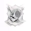 Create a tattoo of a dollar bill morphing into a glock gun tattoo design idea