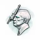 Create a tattoo of a dollar bill morphing into a glock gun tattoo design idea