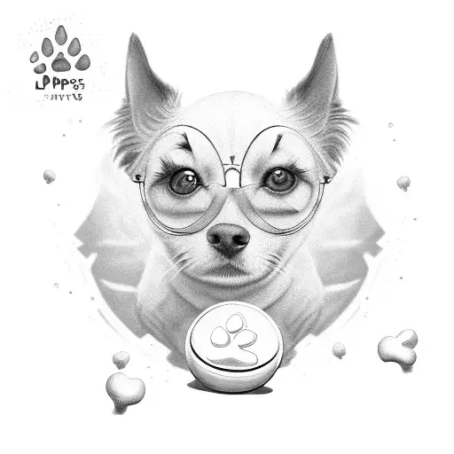 4 paws with the names lucky, Bella, lilo, stitchy next to each tattoo design idea