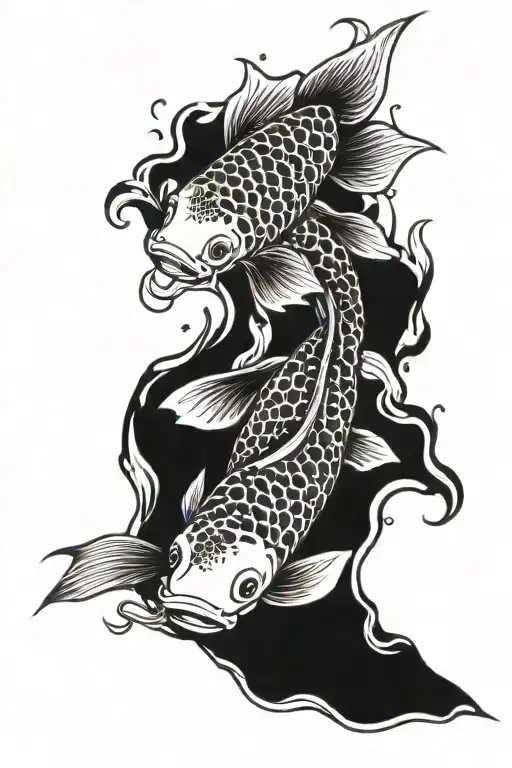 koi fish, burning desire backed by faith tattoo design idea