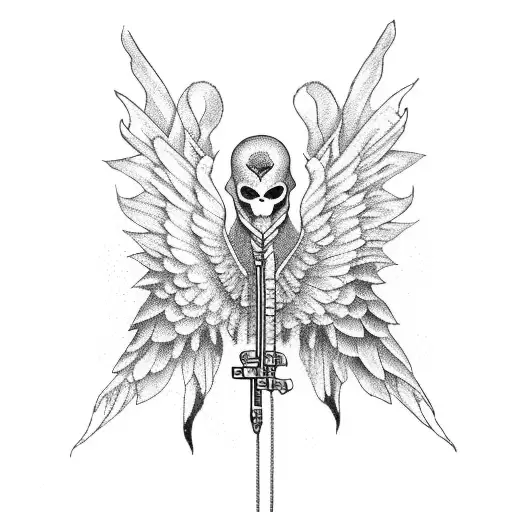 A syringe with wings, representing the power of healing tattoo design idea