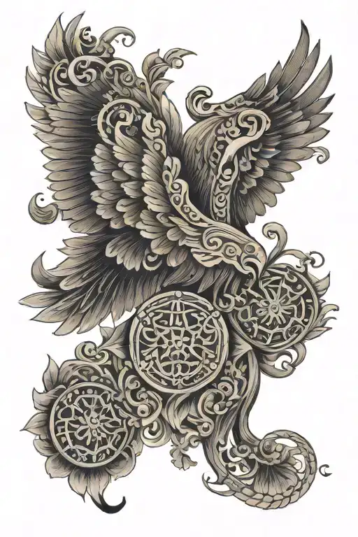 Patterns in Slavic style illustration tattoo design idea