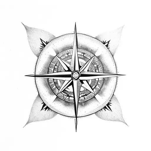 compass rose with fluer de lis  tattoo design idea