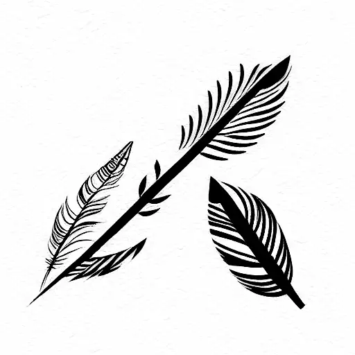 Men’s sleeve tattoo with watercolors, geometric designs, feathers, trees, birds, dogs, plants, minimalist  tattoo design idea