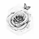 rose and butterfly's with the name Kah'lonii tattoo design idea