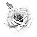 rose and butterfly's with the name Kah'lonii tattoo design idea