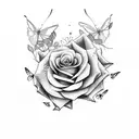 rose and butterfly's with the name Kah'lonii tattoo design idea