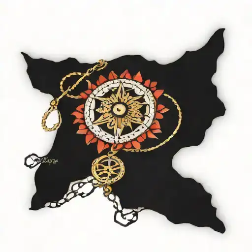 mandala chain flowers compass  tattoo design idea