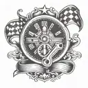 odometer wrench checkered flag tattoo design idea