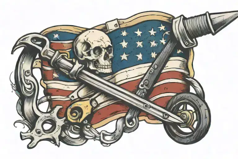 american flag with tools  as stripes  tattoo design idea