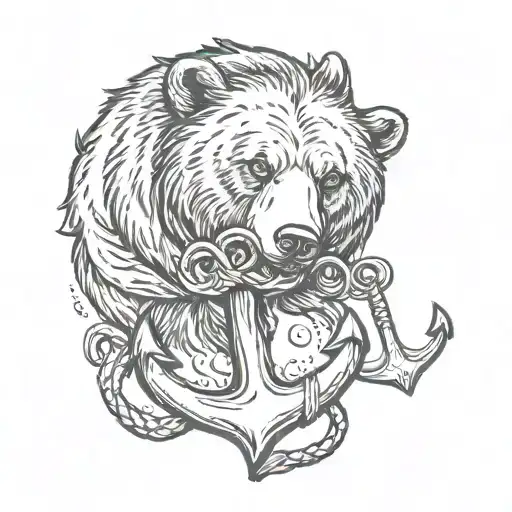 bear paw and an anchor tattoo design idea