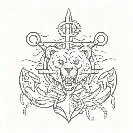 bear paw and anchor tattoo design idea