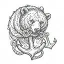 bear paw and an anchor tattoo design idea