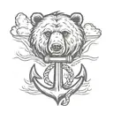 bear paw and an anchor tattoo design idea