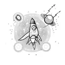 rocket ship and planets tattoo design idea