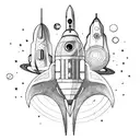 rocket ship and planets tattoo design idea