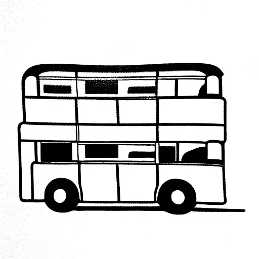 london double decker bus with 3 people underneath tattoo design idea