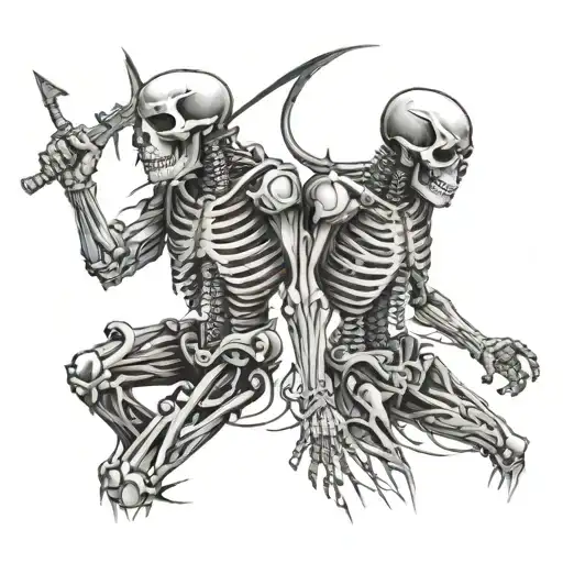 gemini skeleton tattoo design idea