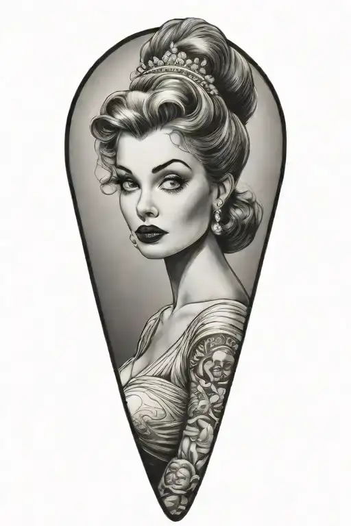 pin up girl cinderella tattoo design idea