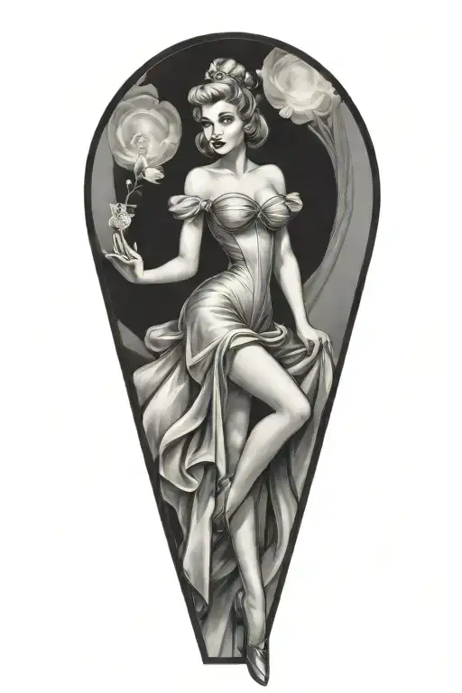 pin up girl cinderella tattoo design idea
