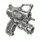 alien pistol robbery tattoo design idea