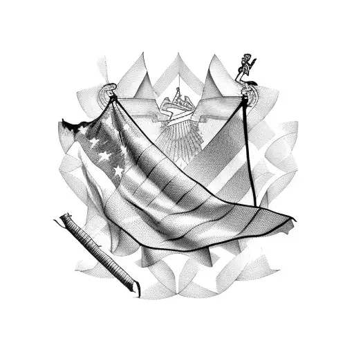 combined flags from USA, Spain, Romania, Portugal, France, Denmark, Australia tattoo design idea