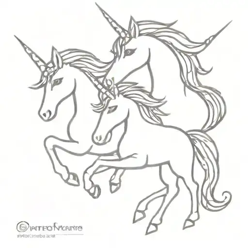  happy, smiling and whimsical unicorns tattoo design idea